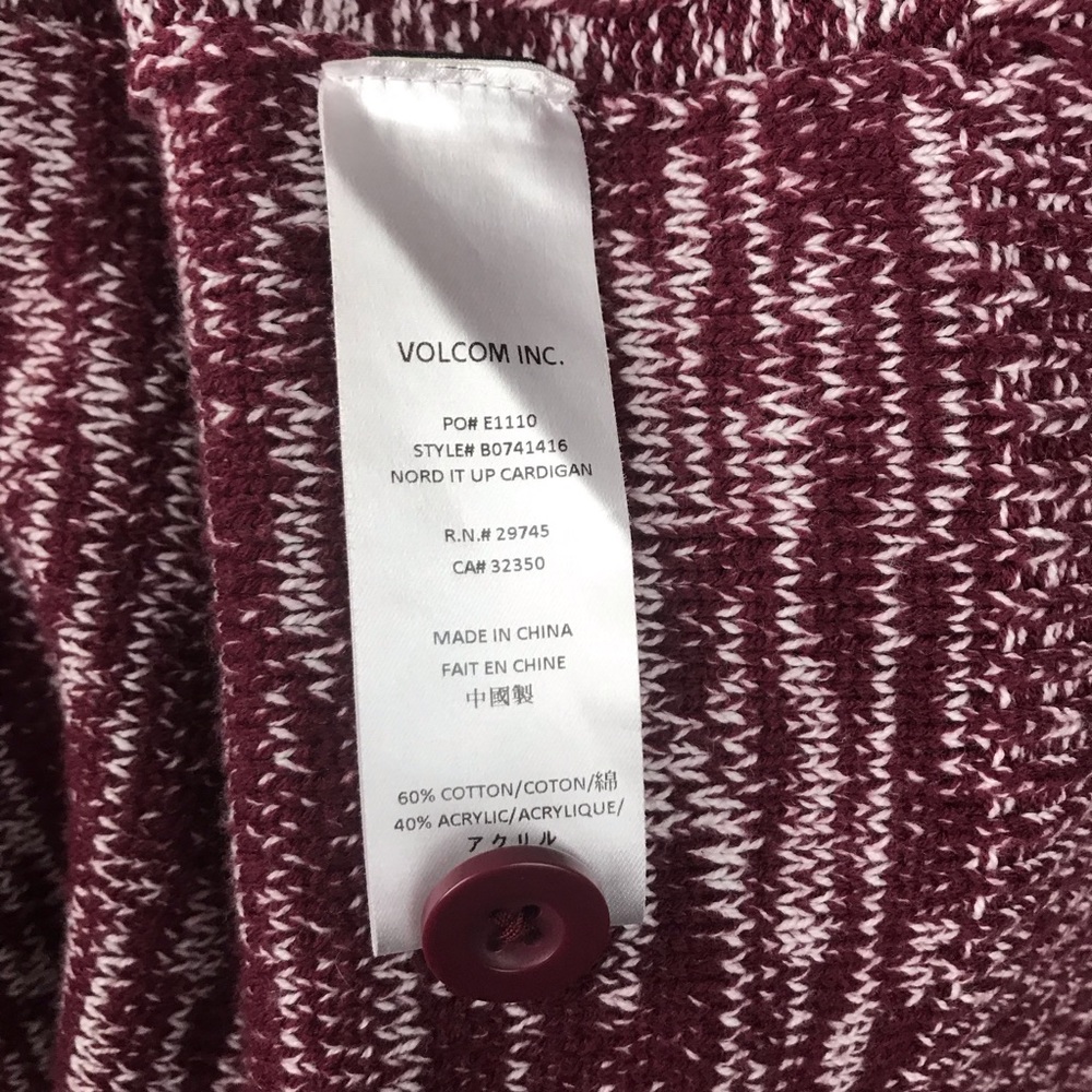 Volcom Maroon Knit Button Front Sweater Jacket - image 8